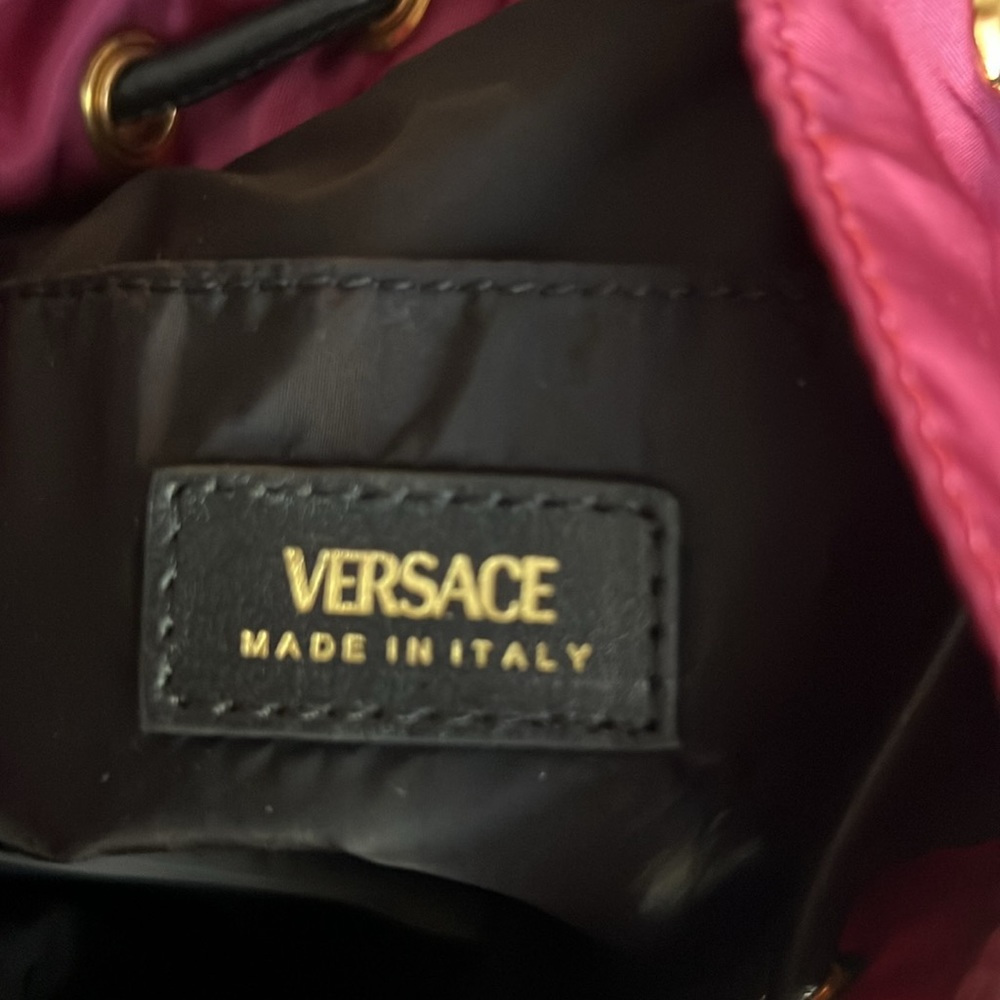 VERSACE Medusa Palazzo Nylon Bucket Bag Plum - Picture 10 of 15